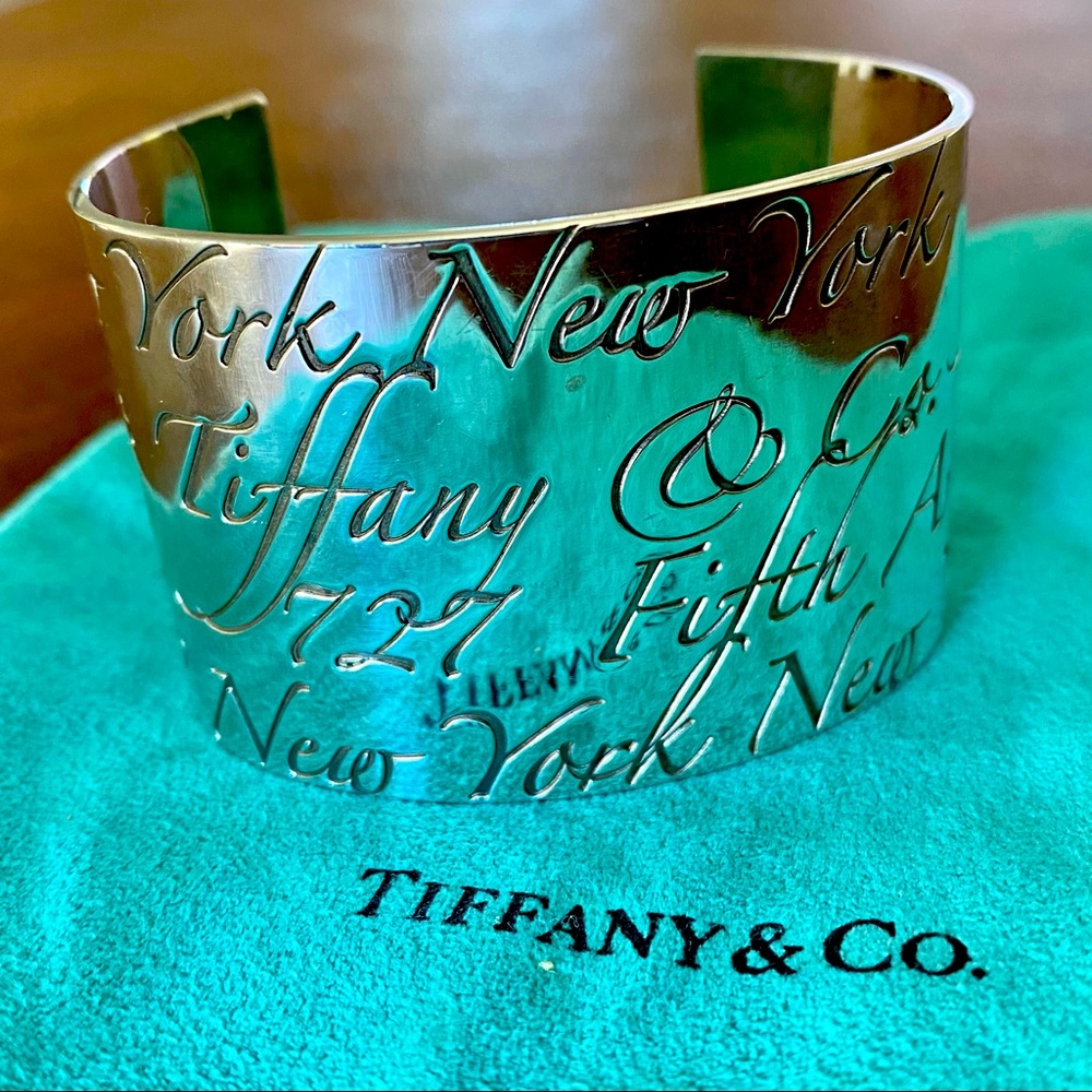 Tiffany & Co. Notes Silver Wide Cuff Bracelet